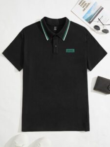 Men Letter Patched Polo Shirt